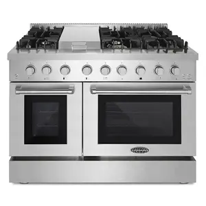 Cosmo COS-DFRL486GK 48" Lumin Collection 6.7 Cu Ft Double Oven Dual Fuel Range Ss