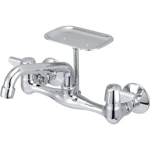 Kitchen Faucet, 1.5 Gpm, 7.875 To 8.125" Center, Polished Chrome, 2 Handles Kitchen Faucet, 1.5 Gpm, 7.875 To 8.125" Center, Polished Chrome, 2 Handles