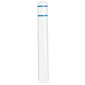 Hd Supply 690936 Bollard Post Sleeve, White With Blue Tape, 7 X 60