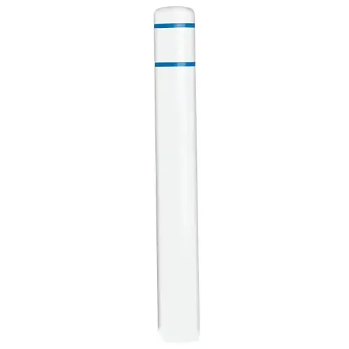 Bollard Post Sleeve, White With Blue Tape, 7 X 60