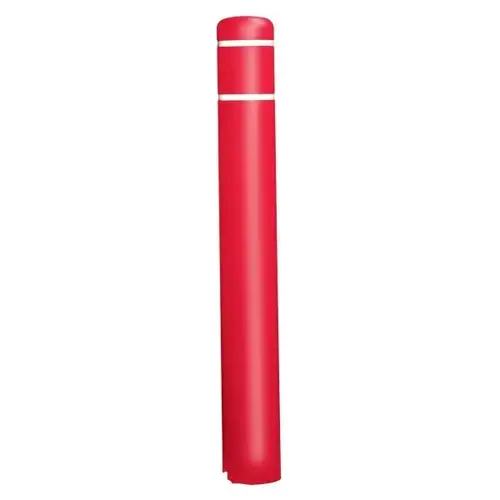 Bollard Post Sleeve, Red With White Tape, 4 1/2 X 52