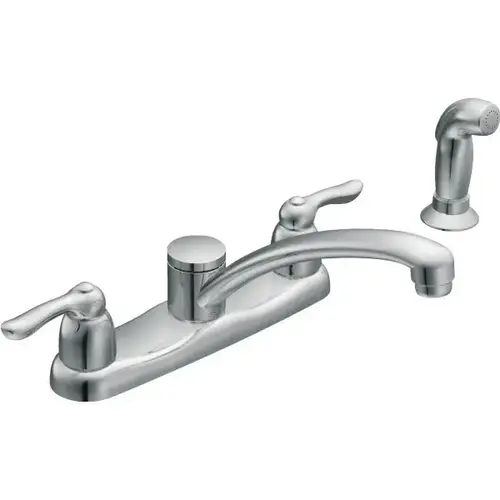 Chateau Two-Handle Low Arc Kitchen Faucet With Spray Chrome Chateau Two-Handle Low Arc Kitchen Faucet With Spray Chrome