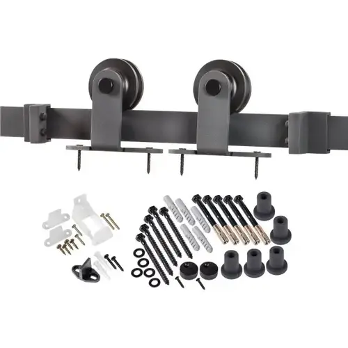 Decorative Sliding Barn Door Hardware - Matt Black Top Strap
