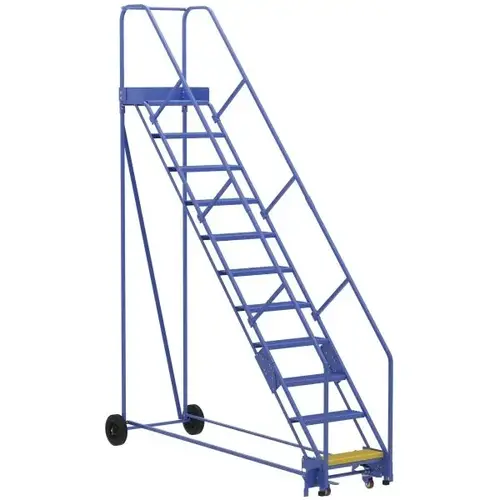 50 degree Perforated 11-Step Rolling Warehouse Ladder 103.88" 50 degree Perforated 11-Step Rolling Warehouse Ladder 103.88"