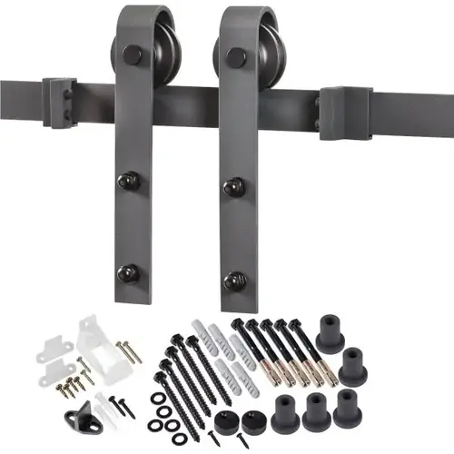Decorative Sliding Barn Door Hardware - Matt Black Bent Strap