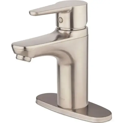 Pfirst Modern Single Handle Bathroom Faucet Nickel, Push & Seal Drain