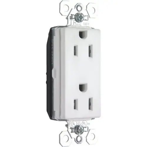 Plugtail 15 Amp Single Pole Duplex Standard Outlet (White)