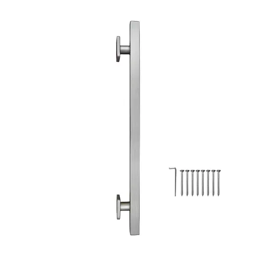 Straight Square Grab Bar, 18" Mounting Center To Center, Brushed Stainless Steel Finish Straight Square Grab Bar, 18" Mounting Center To Center, Brushed Stainless Steel Finish