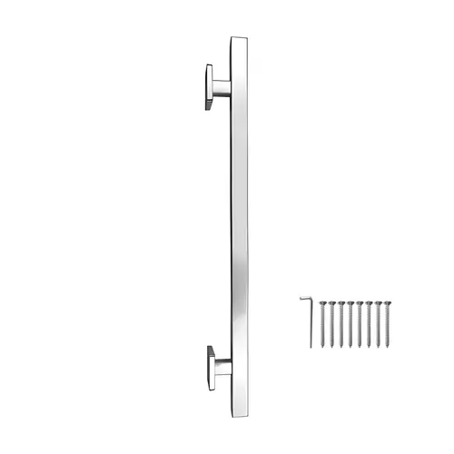 Straight Square Grab Bar, 18" Mounting Center To Center, Polished Stainless Finish Straight Square Grab Bar, 18" Mounting Center To Center, Polished Stainless Finish