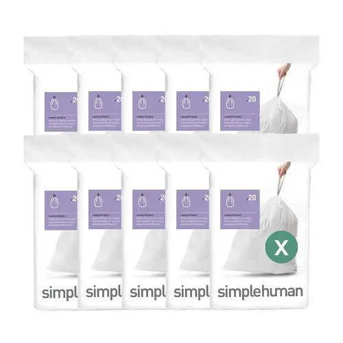 Simplehuman Code X Custom Fit Drawstring Trash Bags 21 Gallon White