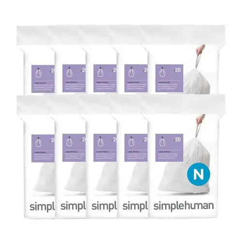 Simplehuman Code N Custom Fit Drawstring Trash Bags 12-13 Gallon White Simplehuman Code N Custom Fit Drawstring Trash Bags 12-13 Gallon White