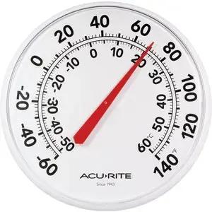 AcuRite 01360A3 12" Dia Plastic Dial Indoor & Outdoor Thermometer White