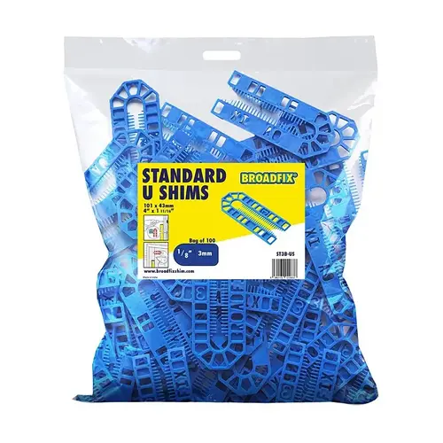 Broadfix U-Shim, 3 mm Thick, 43 mm W, 101 mm L, Polypropylene