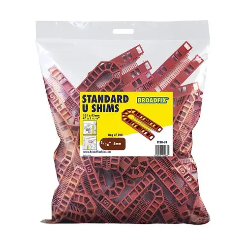 Broadfix U-Shim, 5 mm Thick, 43 mm W, 101 mm L, Polypropylene
