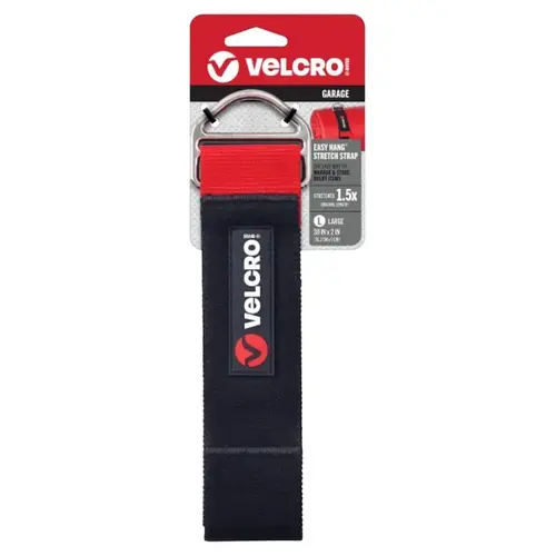 VELCRO Brand EASY HANG Large-Size Heavy-Duty Stretch Storage Strap, 2 in W, 30 in L, Nylon, Black, 20 lb VELCRO Brand EASY HANG Large-Size Heavy-Duty Stretch Storage Strap, 2 in W, 30 in L, Nylon, Black, 20 lb