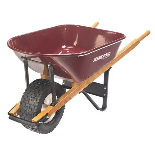 Scenic Road Wheelbarrow Kit, 6 cu-ft Volume, Polyethylene/Steel, 1-Wheel, Turf Wheel, 6 in W Wheel