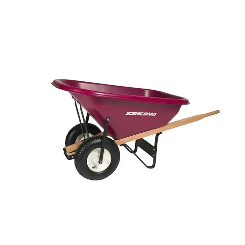 Scenic Road Wheelbarrow Kit, 8 cu-ft Volume, Polyethylene/Steel, 2-Wheel, Knobby Wheel, 3 in W Wheel Scenic Road Wheelbarrow Kit, 8 cu-ft Volume, Polyethylene/Steel, 2-Wheel, Knobby Wheel, 3 in W Wheel