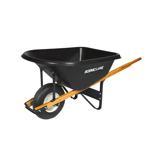 Scenic Road Scenic Lane Series Wheelbarrow Kit, 6 cu-ft Volume, Polyethylene/Steel, 1-Wheel, Ribbed Wheel