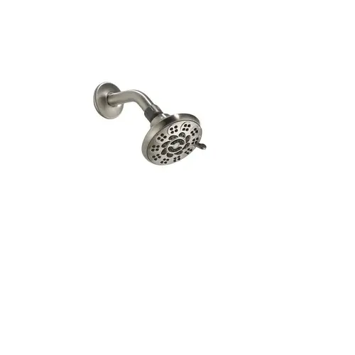 Peerless Showerhead, 1.5 gpm, 1/2 in Connection, IPS, 6-Spray Function, ABS, Brushed Nickel, 4 in Dia