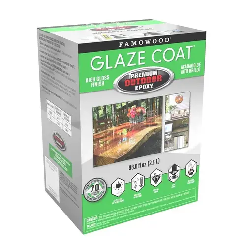 Famowood Glaze Coat High-Build Outdoor Epoxy Coating, High-Gloss, Clear, 96 fl-oz Famowood Glaze Coat High-Build Outdoor Epoxy Coating, High-Gloss, Clear, 96 fl-oz