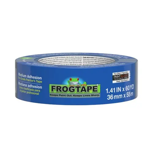 FrogTape Pro-Grade Painter's Tape, 60 yd L, 1.41 in W, Crepe Backing, Blue FrogTape Pro-Grade Painter's Tape, 60 yd L, 1.41 in W, Crepe Backing, Blue