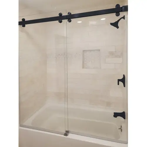 Napa Series 180 Deg Sliding Shower Door Kit - No Towel Bar - Matte Black Napa Series 180 Deg Sliding Shower Door Kit - No Towel Bar - Matte Black