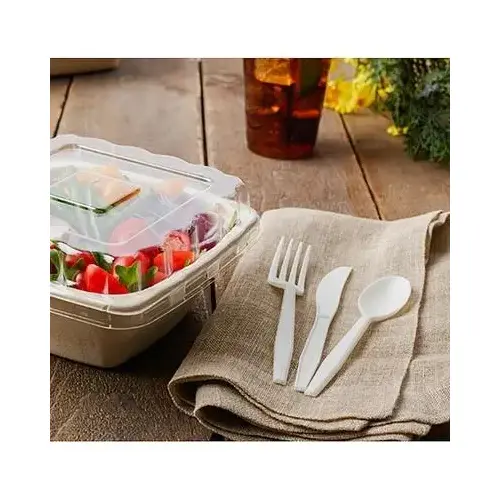 Conserveware 4PC Cutlery Kit CPLA White With Kraft Napkin,Fork,Spoon,Knife - pack of 100