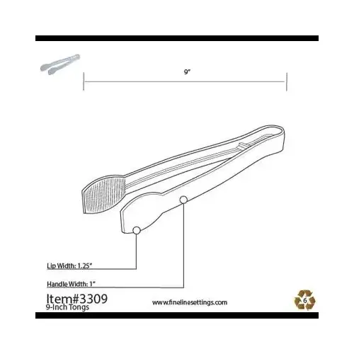 Platter Pleasers Serving Tongs 9 IN PS Black Heavy Duty - pack of 48