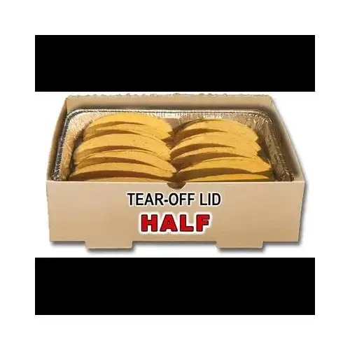 The Catering Box HALF 12.875X10.625X3.25 IN Corrugated Cardboard Kraft Rectangle Folding Display Lid Option Full Attached Top - pack of 50