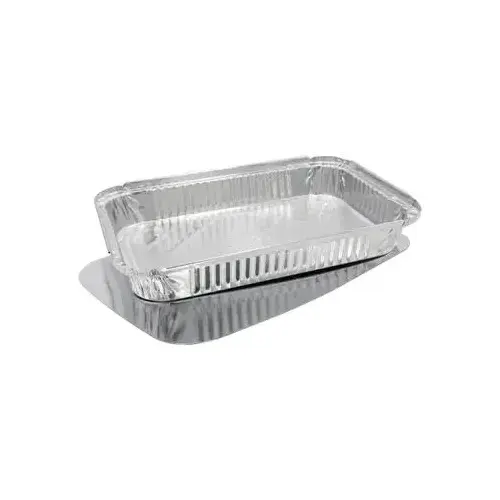 Take-Out Container Base & Lid Combo With Plastic Dome Lid Aluminum OPS Clear Silver Oblong - pack of 60 Take-Out Container Base & Lid Combo With Plastic Dome Lid Aluminum OPS Clear Silver Oblong - pack of 60