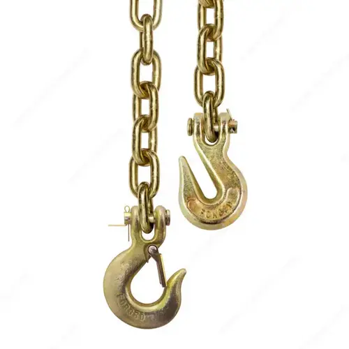 Grade 70 Gold Chromate Transport Chain with Hooks and Latch Grade 70 Gold Chromate Transport Chain with Hooks and Latch