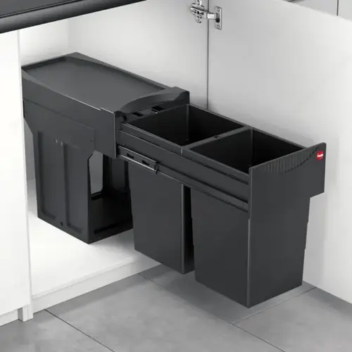 Heavy-Duty Pull-Out Waste Bin Black Heavy-Duty Pull-Out Waste Bin Black