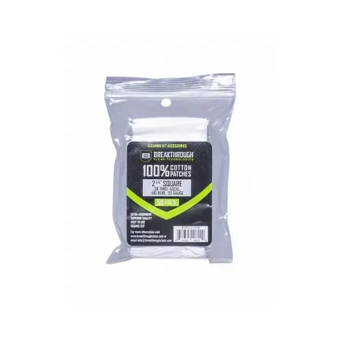 Breakthrough Clean Technologies Cotton Gun Cleaning Patches, 2.25 In. Square, 50-Pk.