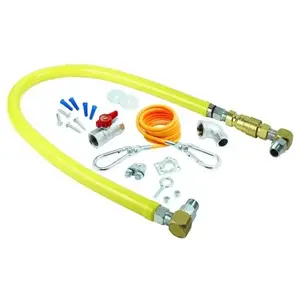 T & S HG-4D-48SK Gas Hose W/ Quick Disconnect, 3/4" Npt X 48" Long, Installation Kiwivelink Yellow