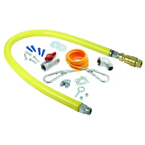 Gas Hose W/Quick Disconnect, 3/4" Npt, 48" Long, Includes Installation Kit Yellow