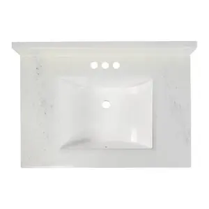 Modular Vanity Tops 2237W4CBT5SBCO 37 X 22 Artic Stone Cultured Marble Vanity Top And Bowl