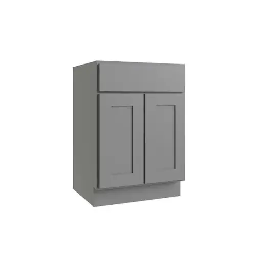 Luxor Vanity Base Cabinet, 36"W X 34.5"H X 21"D, Shaker Misty Grey