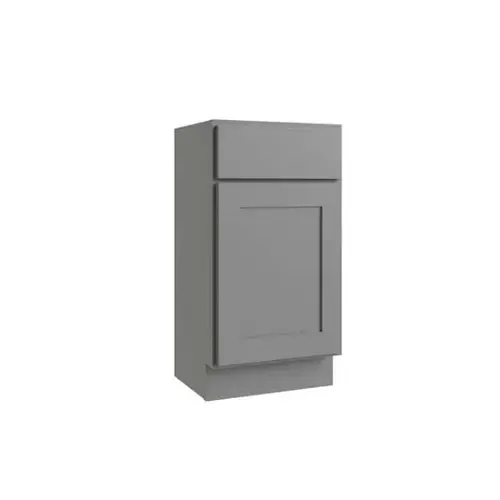 Luxor Vanity Base Cabinet, 18"W X 34.5"H X 16"D, Shaker Misty Grey