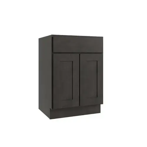 Luxor Vanity Base Cabinet, 36"W X 34.5"H X 21"D, Shaker Smoky Grey