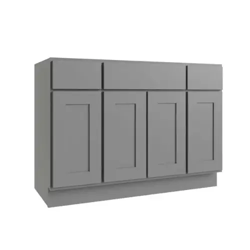 Luxor 4-Door Vanity Base Cabinet, 54"W X 34.5"H, Shaker Misty Grey Luxor 4-Door Vanity Base Cabinet, 54"W X 34.5"H, Shaker Misty Grey