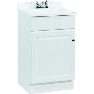 RSI HOME PRODUCTS C14118A Vanity Cabinet With Top And Basin In White, 18.5 X 16.25 In.