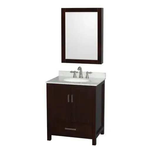 Sheffield 30 In. Single Bathroom Vanity W/ Oval Sink (Espresso)