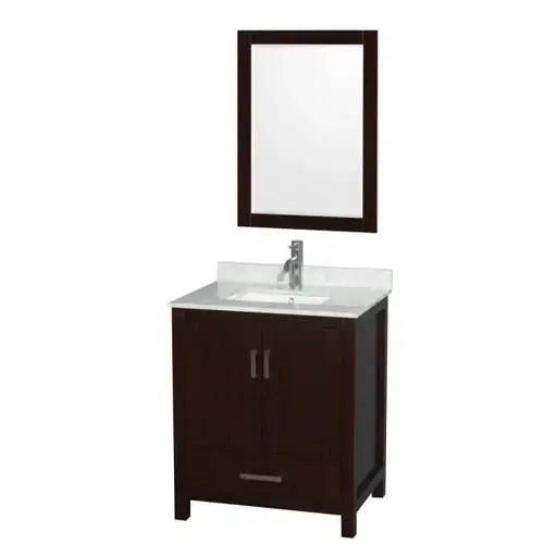 Sheffield 30 In. Single Bathroom Vanity W/ Mirror And Sink (Espresso) Sheffield 30 In. Single Bathroom Vanity W/ Mirror And Sink (Espresso)