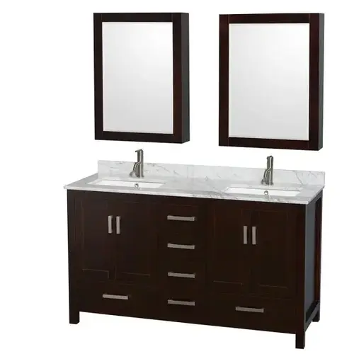 Sheffield Espresso Double Bathroom Vanity 60" With Square Sink &cabinet Sheffield Espresso Double Bathroom Vanity 60" With Square Sink &cabinet