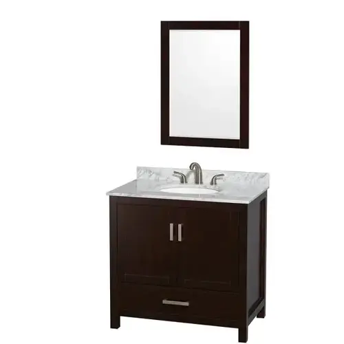 Sheffield Espresso Single Bathroom Vanity 36" With Oval Sink & Mirror Sheffield Espresso Single Bathroom Vanity 36" With Oval Sink & Mirror