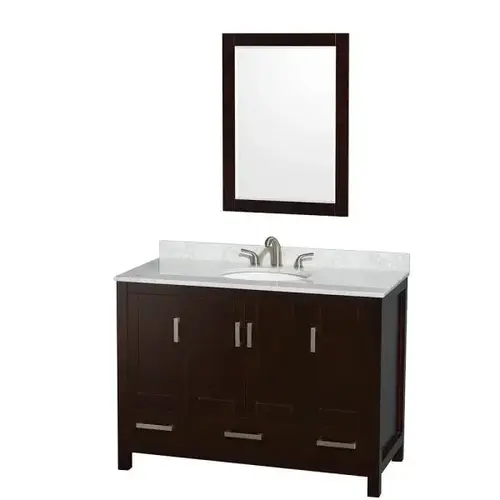 Sheffield Espresso Single Bathroom Vanity 48" With Oval Sink And Mirror