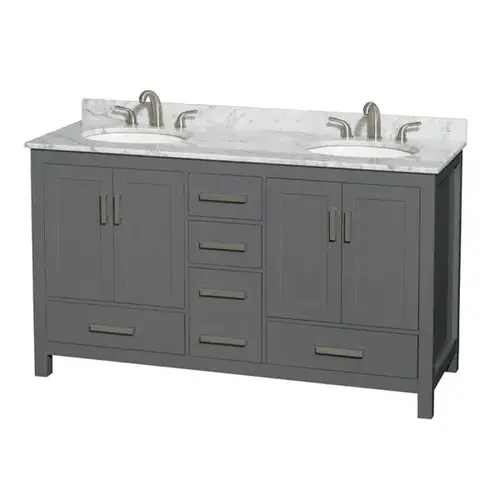 Sheffield Dark Gray Double Bathroom Vanity 60" With Oval Sink Sheffield Dark Gray Double Bathroom Vanity 60" With Oval Sink