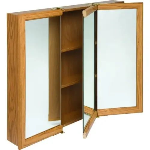 Zenith 24w X 26" Surface Mount Oak Tri-View Wood Mirrored Medicine Cabinet Zenith 24w X 26" Surface Mount Oak Tri-View Wood Mirrored Medicine Cabinet