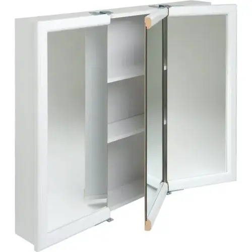 Zenith 24w X 26" Surface Mount White Tri-View Wood Mirrored Medicine Cabinet Zenith 24w X 26" Surface Mount White Tri-View Wood Mirrored Medicine Cabinet