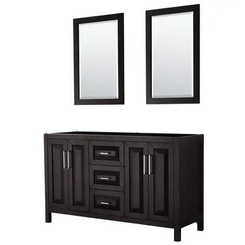 Daria Dark Espresso Double Bath Vanity 60" With 24" Mirror Daria Dark Espresso Double Bath Vanity 60" With 24" Mirror